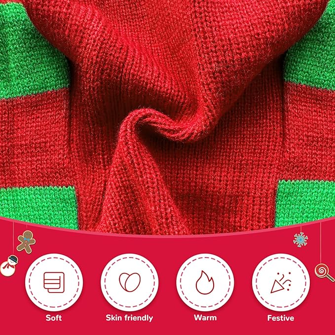 Dog Cat Christmas Sweater Boy Girl Ugly Reindeer Xmas Pet Clothes Holiday Puppy Costume New Year Gifts for Small Medium Large Dogs Outfits (XXS, Red Green Stripe Reindeer)