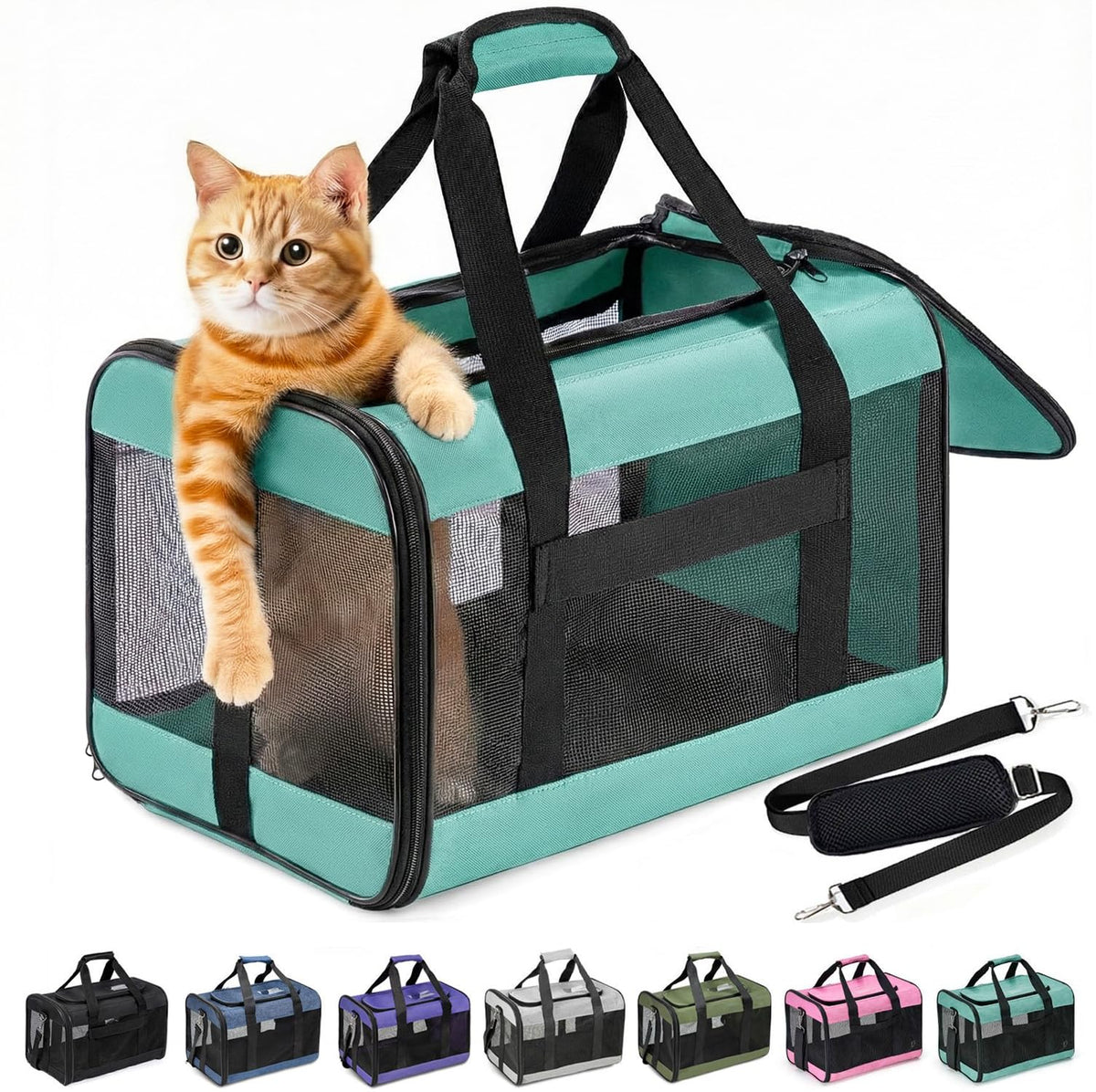 Conlun Dog Carrier Soft Sided, Large Cat Carrier,Black L