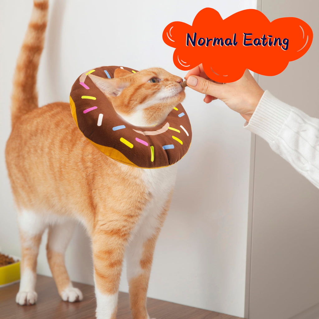 Seyezo Cat Cone Collar Soft, Adjustable Cat Recovery Collars, Donut Brown L