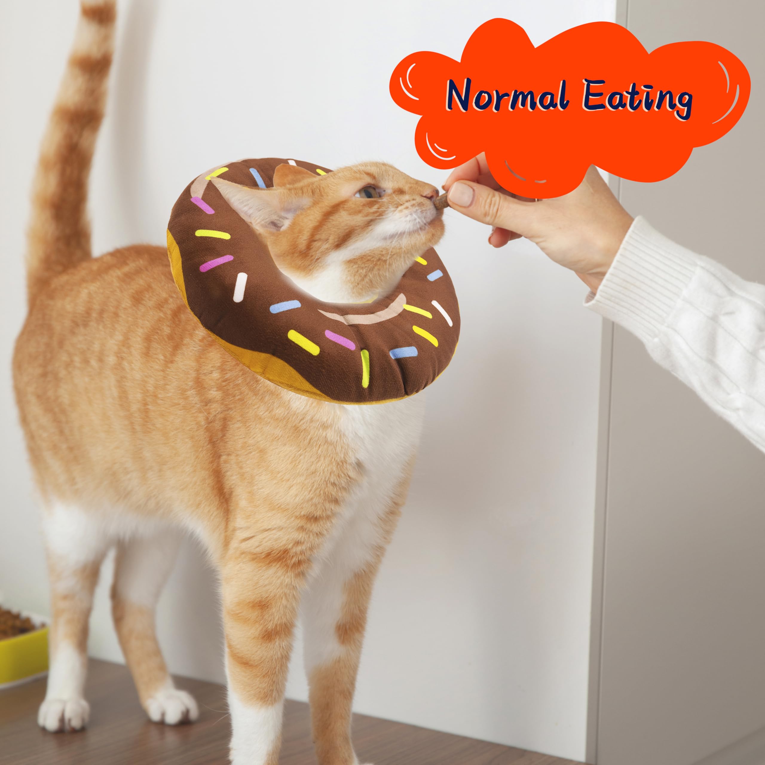 Seyezo Cat Cone Collar Soft, Adjustable Cat Recovery Collars, Donut Brown L