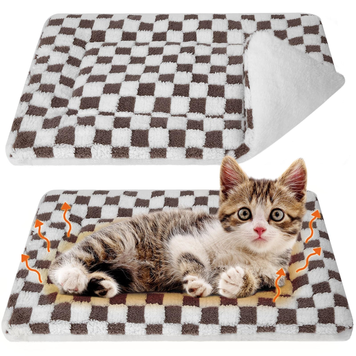 2 Pack Self Warming Cat Dog Bed Pad, Grey, 21" X 14", Stars