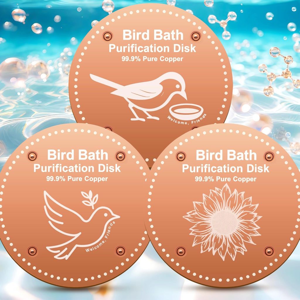 OICEME Bird Bath Purification Disk Pure Copper Outside Winter Solar Power Birdbath Wild Hummingbird Pedestal Fountain Cleaner Outside Humming Feeder Cage Dispenser Heater Outdoor Concrete Winter 3PCS