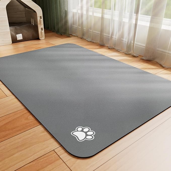 HotLive Dog Food Mat - Absorbent Cat Mat for Food and Water, No Stains Pet Feeding Bowl Mat, Easy to Clean Pet Placemats, Quick Dry Dog Water Dispenser Mat for Messy Drinkers | Paw Pink 18"x28"