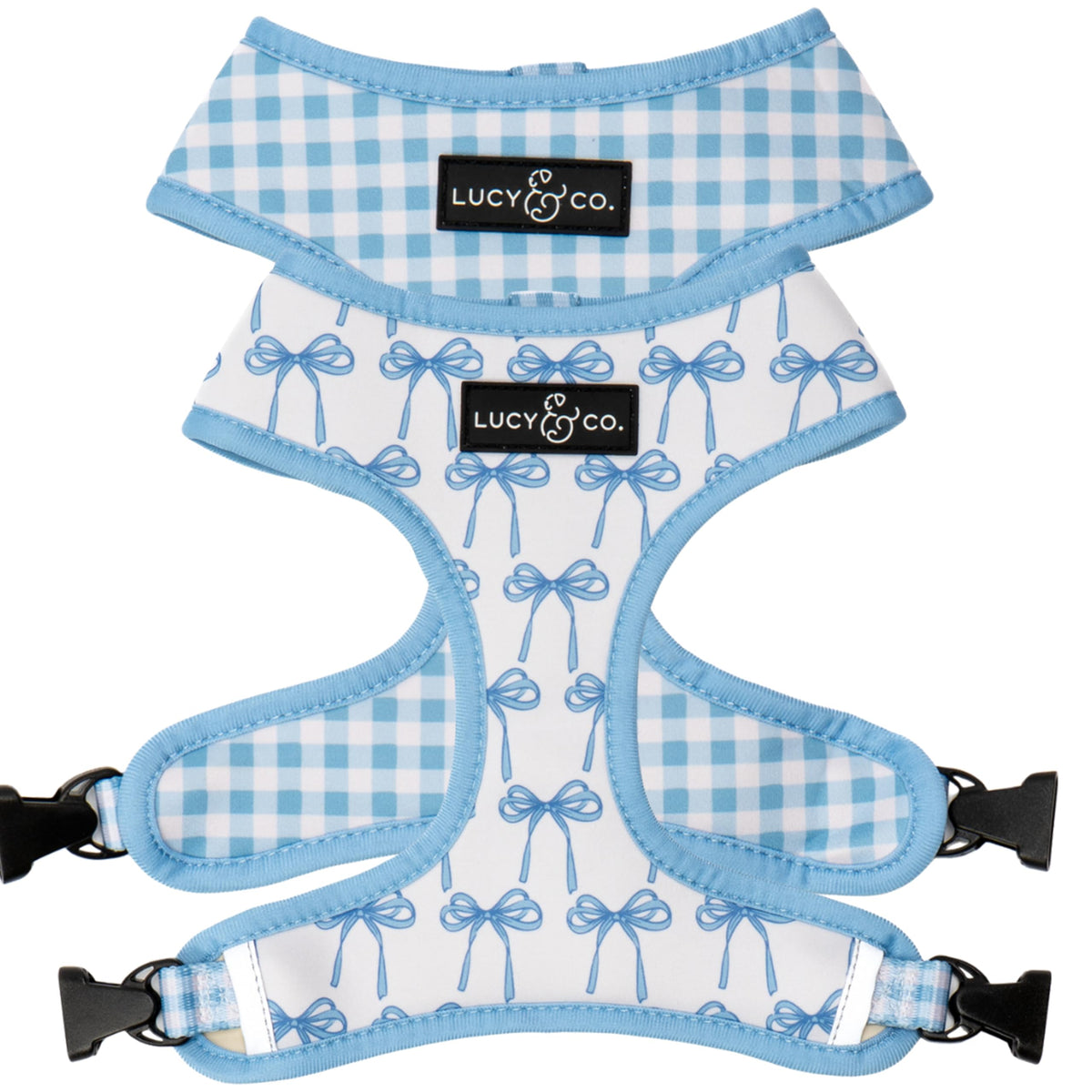 Lucy & Co. Reversible Dog Harness - Water-Repellent Neoprene, Dual-Print Design, Easy Swap Style, Adjustable Comfort Fit - Set Sail Reversible Harness - X-Large