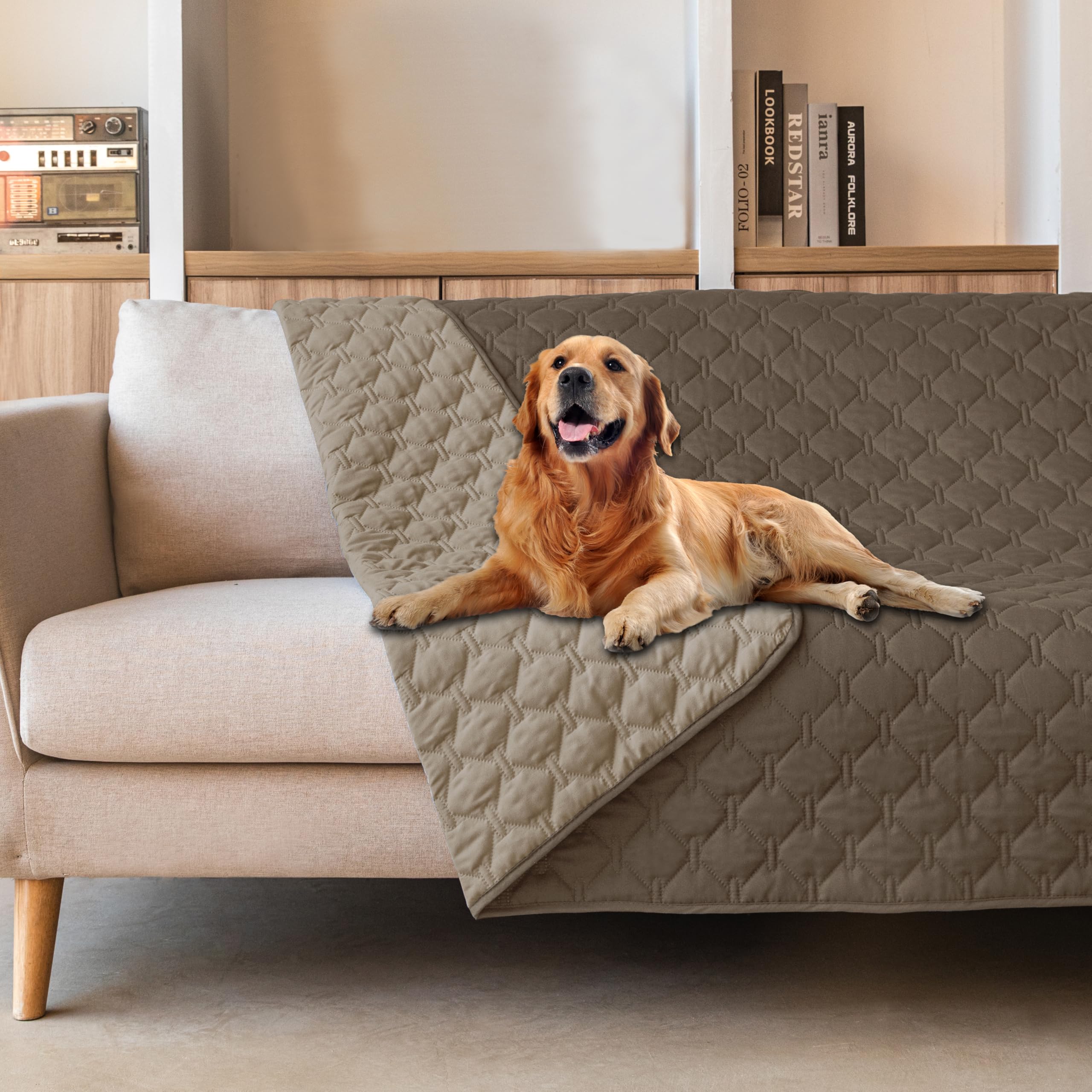 gogobunny 3X Stronger Waterproof Pet Blanket, Scratch Proof Furniture Protector for Dogs Cats, Reversible Cover 82x120 Inch — 52x82 Inch (Pack of 1)