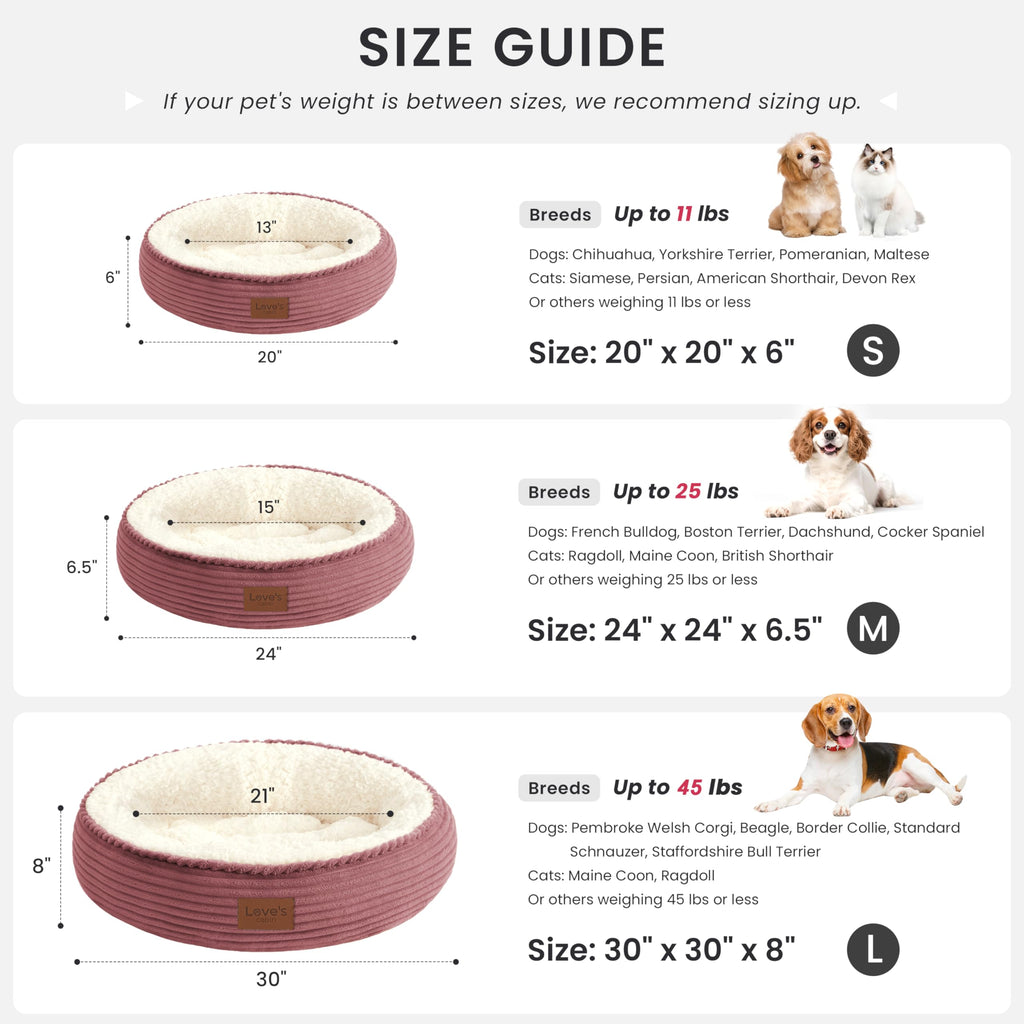Love's cabin Round Donut Cat and Dog Cushion Bed, 20in Pet Bed for Cats or Small Dogs, Anti-Slip & Water-Resistant Bottom, Super Soft Durable Fabric Pet beds, Washable Luxury Bed Dusty Rose Stripe