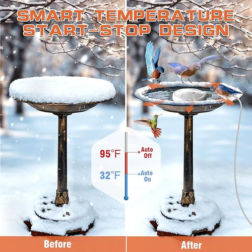 120W Bird Bath Heater for Outdoors in Winter, Birdbath Water Heater, White
