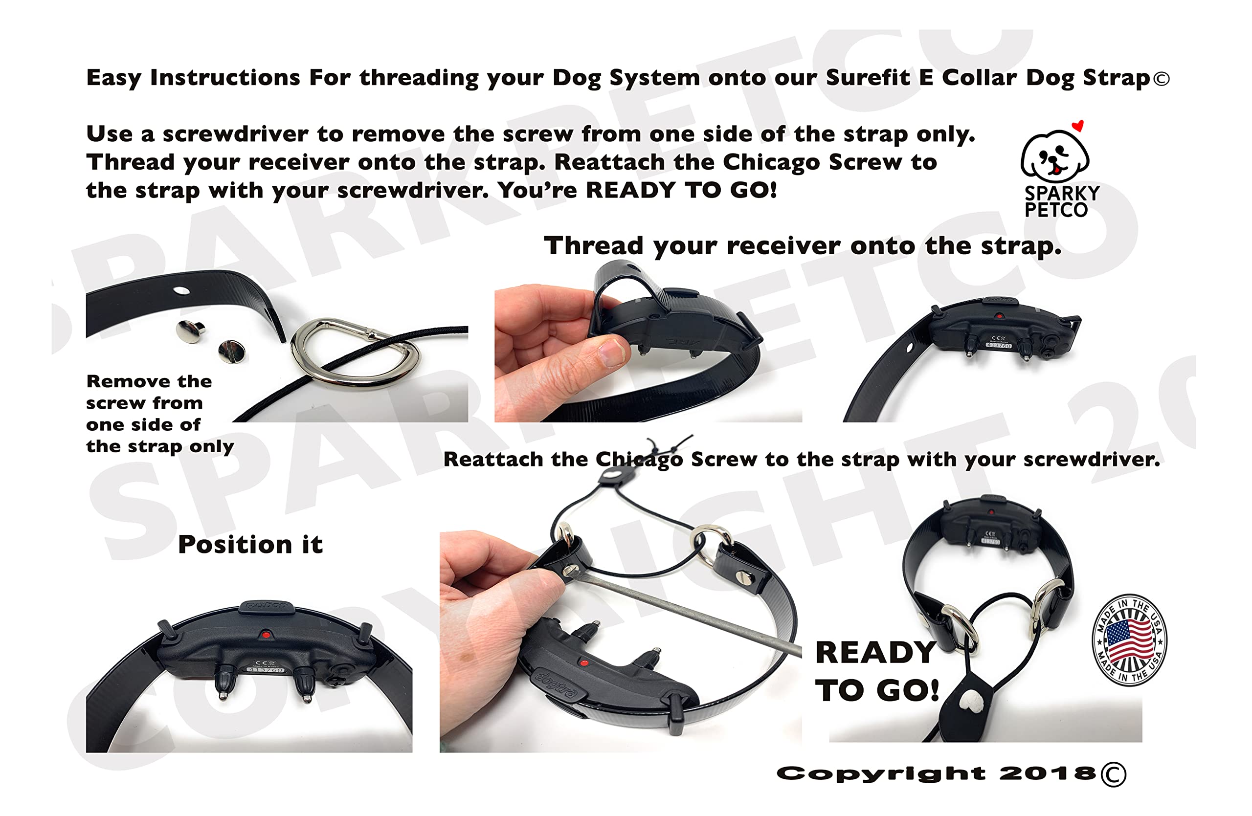 Sparky Pet Co Surefit Bungee Dog E-Collar Replacement Strap, 3/4 Inch