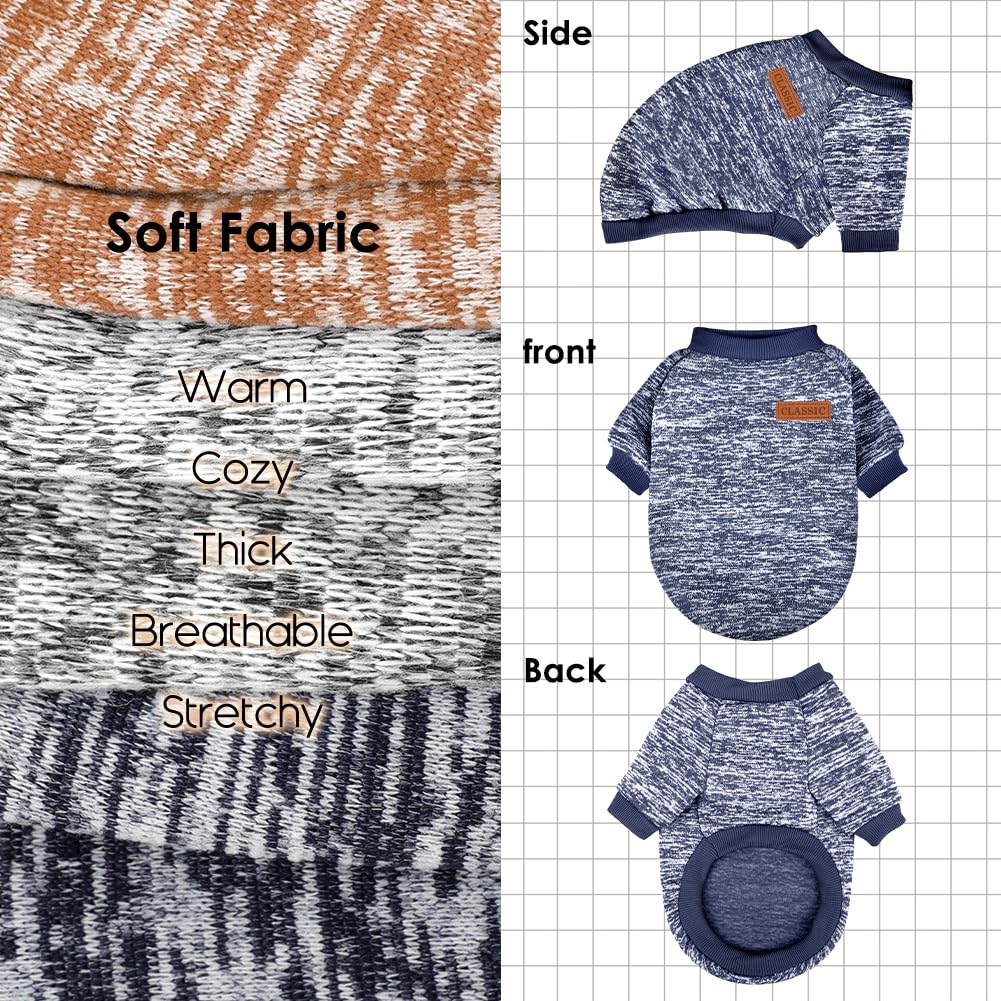 3 Pack Dog Sweaters for Small Dogs Girl Boy Winter Fleece Clothes Warm Soft Dog Sweatshirt Outfit for Dogs Cats Pet Apparel