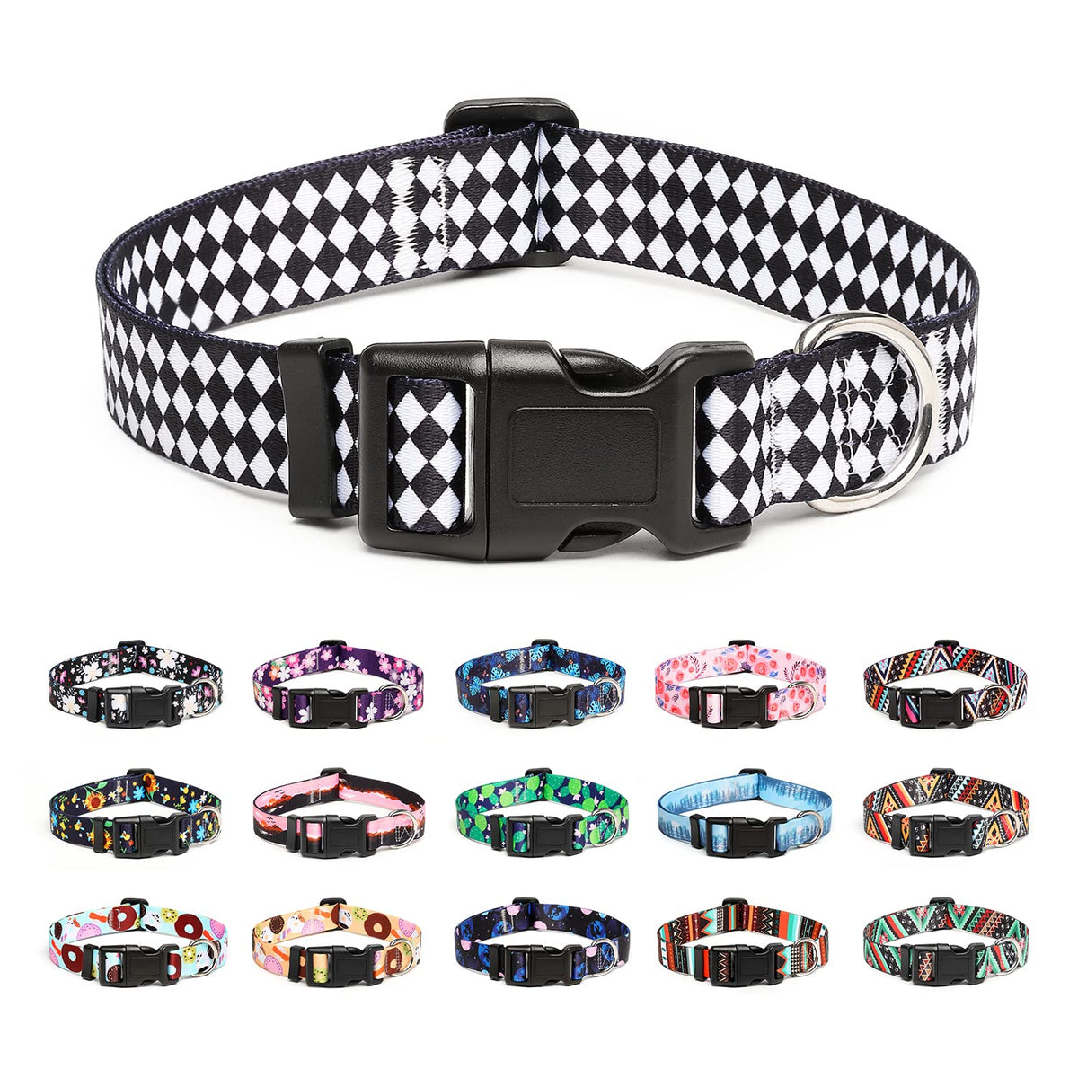 Mercano Adjustable Dog Collar - Special Design Patterns, Soft Nylon Comfortable Durable Pet Collar for Small Medium Large Dogs (M, Ethnic Pink)