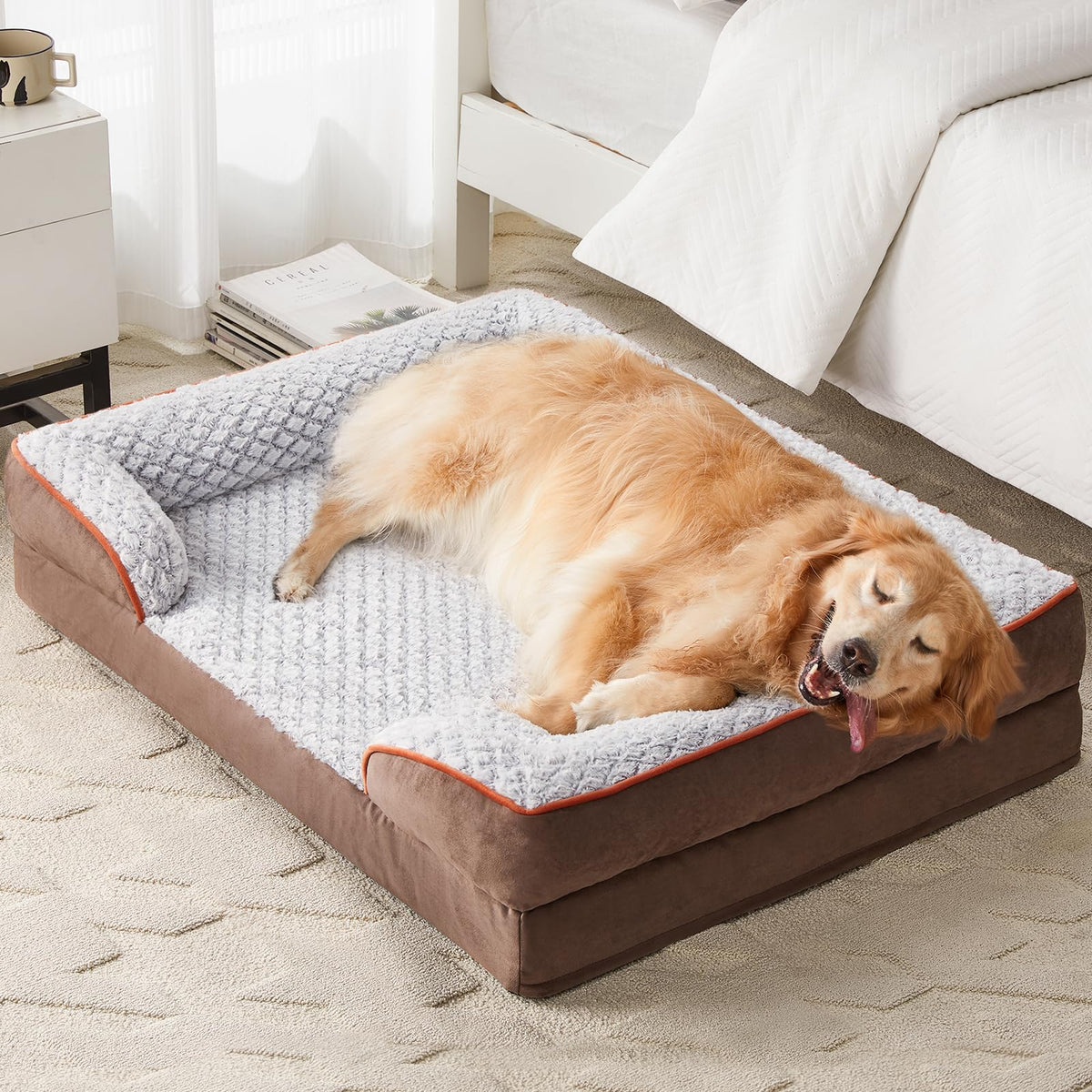 LEXTRO Washable Orthopedic Dog Bed for Extra Large Dogs, Egg Crate Foam Bed