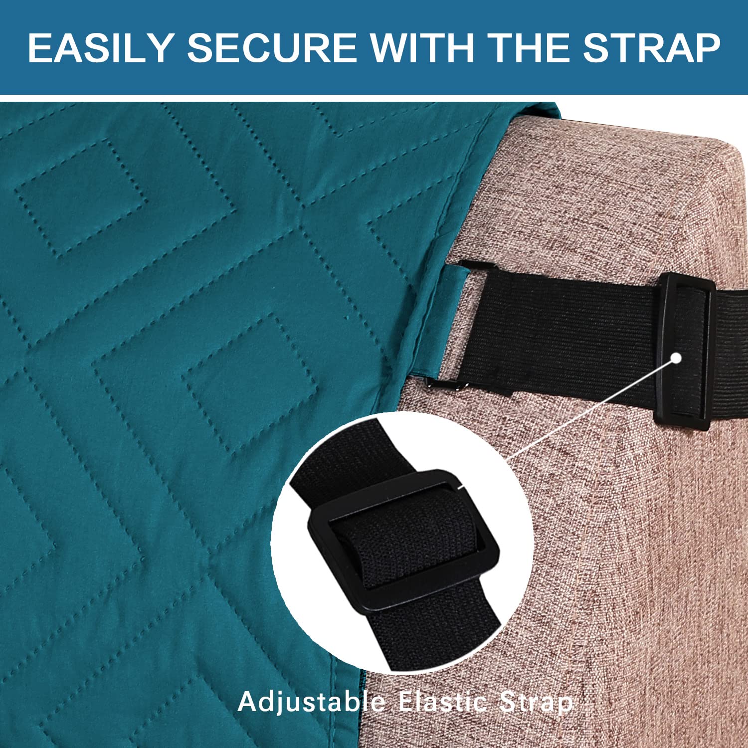 H.VERSAILTEX Futon Cover Reversible Sofa Slipcover Furniture Protector Water Resistant 2 Inch Wide Elastic Straps Sofa Bed Pets Kids Dog Cat Fit Sitting Width Up to 70"(Futon, Dark Teal/Beige)