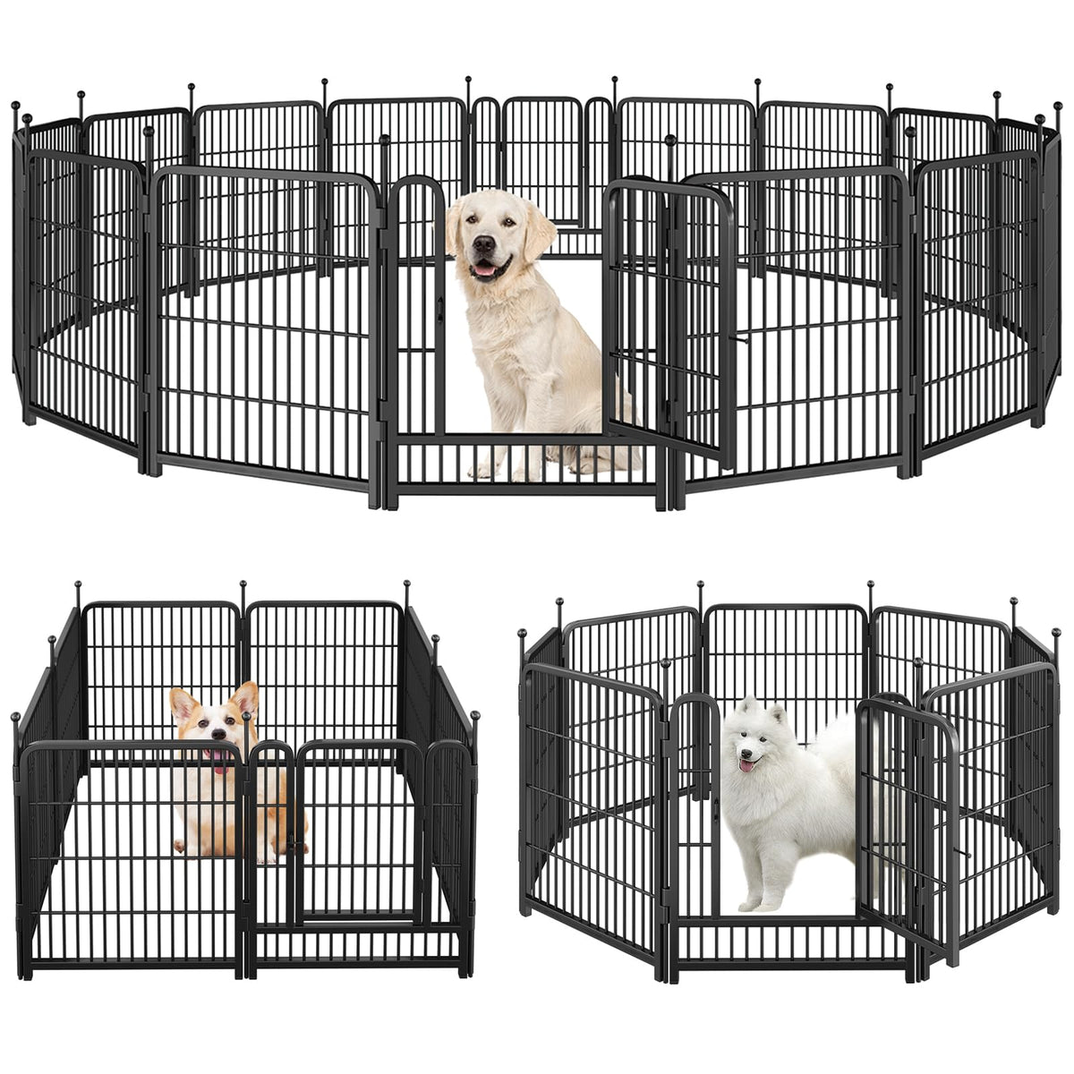 Dog Playpen,Portable Outdoor Dog Fence, Dog Playpen for Large/Medium/Small Dogs, Dog Fences for The Yard,with Doors Foldable Metal (32 inch, 40 Panels)