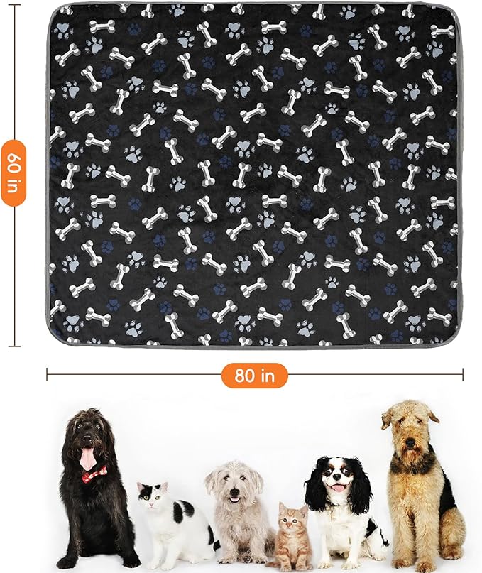 CAPT.SNOOZE Washable Waterproof Dog Blankets for Large Dogs 60"x80"