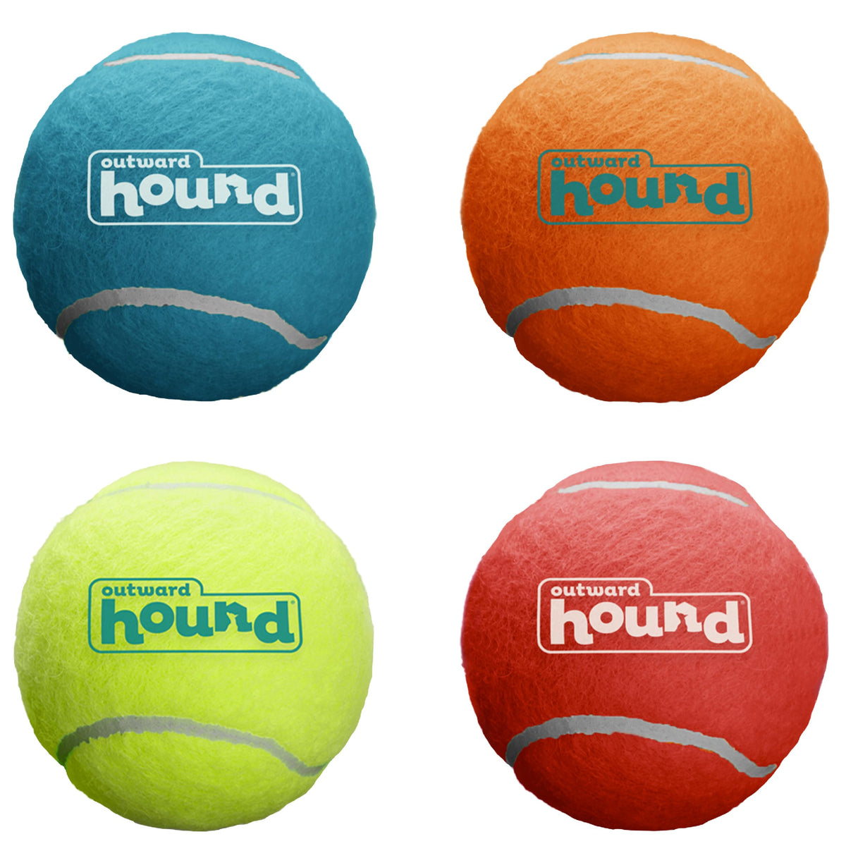 Outward Hound Squeaker Ballz Tennis Ball Dog Toy, Large, 3", 4-Pack