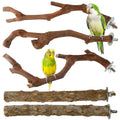 5PCS Bird Perch Stand Natural Wooden Parrot Stand Branch,3 Grape Wood Perch,2 Stand,Paw Grinding Fork Parakeet Chewing Stick Exercise Training Branches for Cockatiels,Small Medium Birds