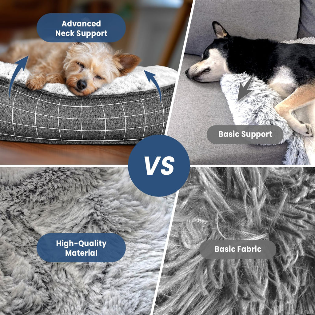blunique Calming Large Dog Bed for Couch, 41 x 37 inch Removable Couch Cover for Dogs Washable, Non-Slip Fluffy Plush Dog Sofa Mat for Furniture Protector - Grey