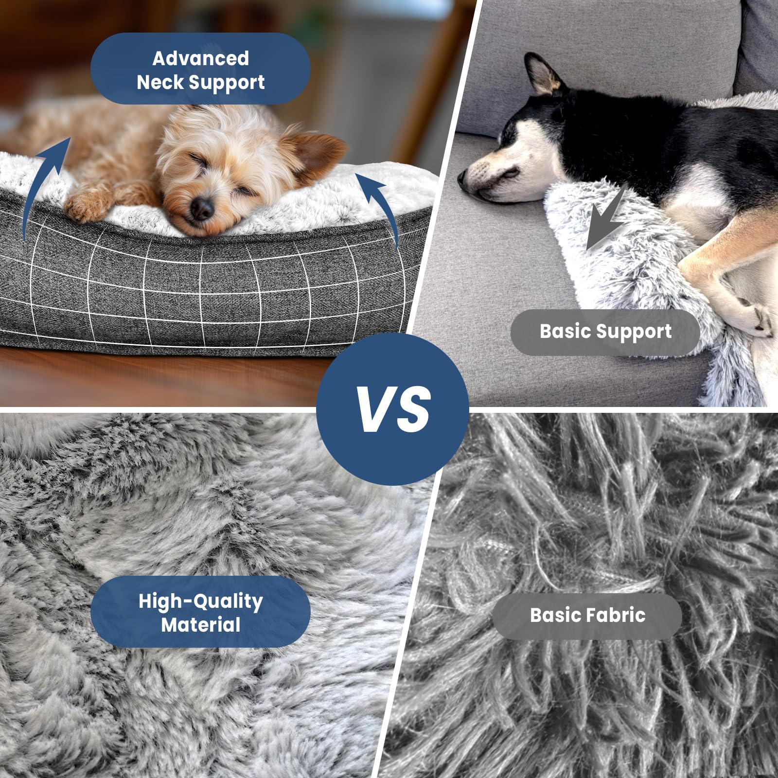 blunique Calming Large Dog Bed for Couch, 41 x 37 inch Removable Couch Cover for Dogs Washable, Non-Slip Fluffy Plush Dog Sofa Mat for Furniture Protector - Grey