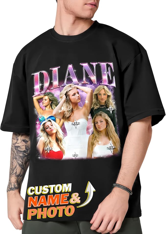 Tehg & Tuhg Custom T Shirts with Picture, Vintage Bootleg Rap Tee, Boyfriend Girlfriend, Unique Gift for Birthday Anniversary