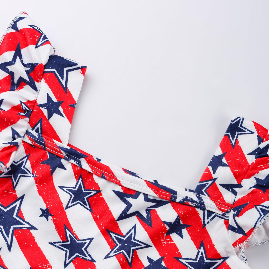 Girls 4th of July Clothes Baby Girls Independence Day Outfit American Flag Shirt+Stars and Stripes Pants Kids Patriotic Clothes Flag Shorts Sets Size 6t/6933