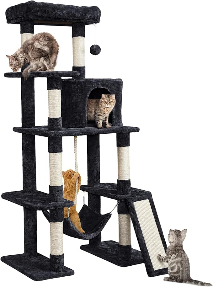 Yaheetech 63in Sturdy Large Cat Tree for Indoor Heavy Cats, Tall Tower