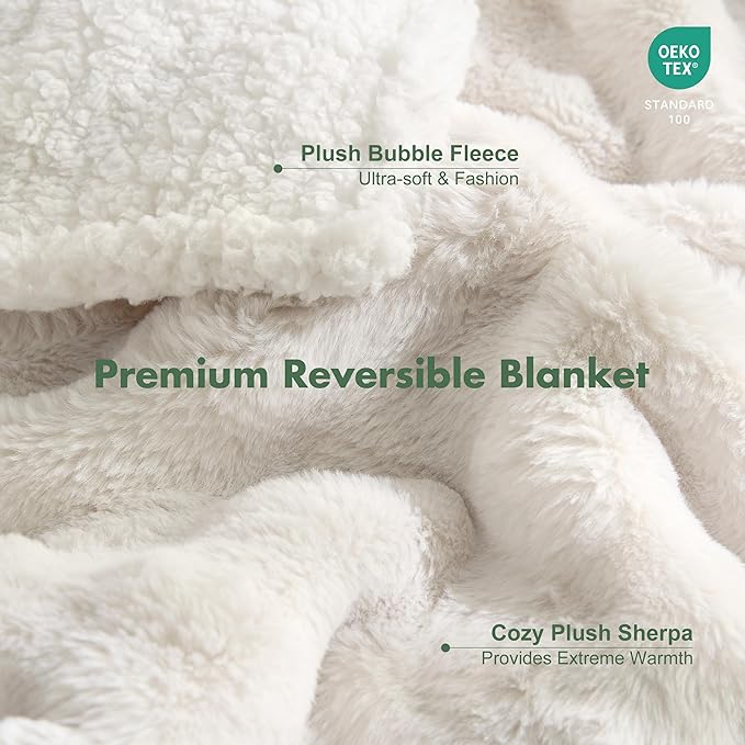 Soft Cozy Waterproof Dog Blanket for Large Dogs - Room Decor Pet Throw Blanket for Couch Bed Protector, Washable Dog Blankets for Indoors & Outdoors, Cream, 50"x60"