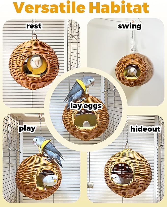Jevnd Chewproof Steel Frame Bird Nest for Cage, Washable Small Bed Hammock