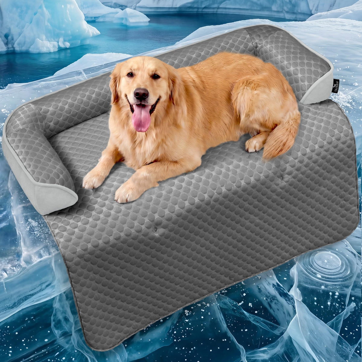 blunique Calming Dog Bed for Couch with Tie-Dye Pattern, 45x37 Inch, Blue