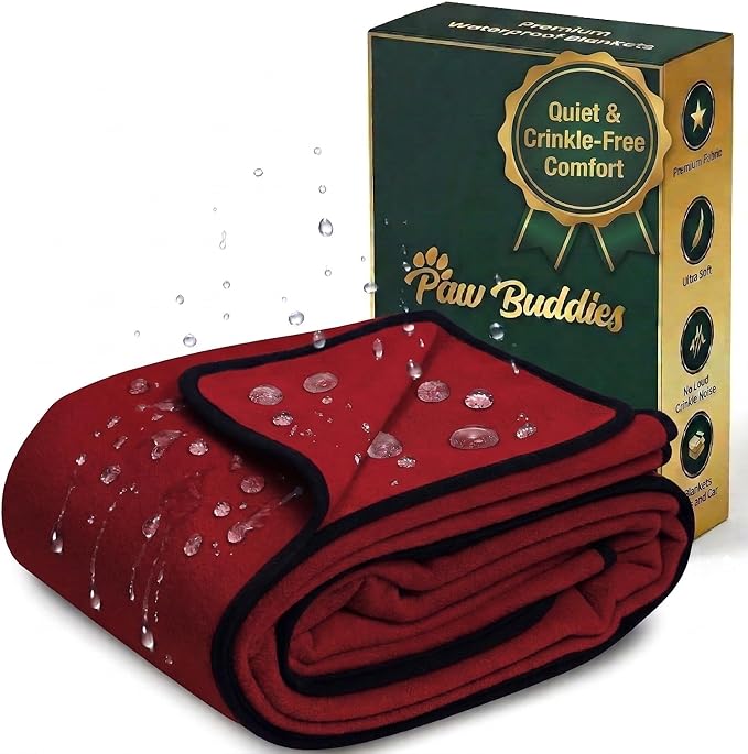 Paw Buddies Premium Waterproof Blanket 80"x90" Velvet-Feel Reversible Throw – Leakproof, Machine Washable Bed & Sofa King Size Protector for Couples, Pets & Travel + Bonus Small Blanket