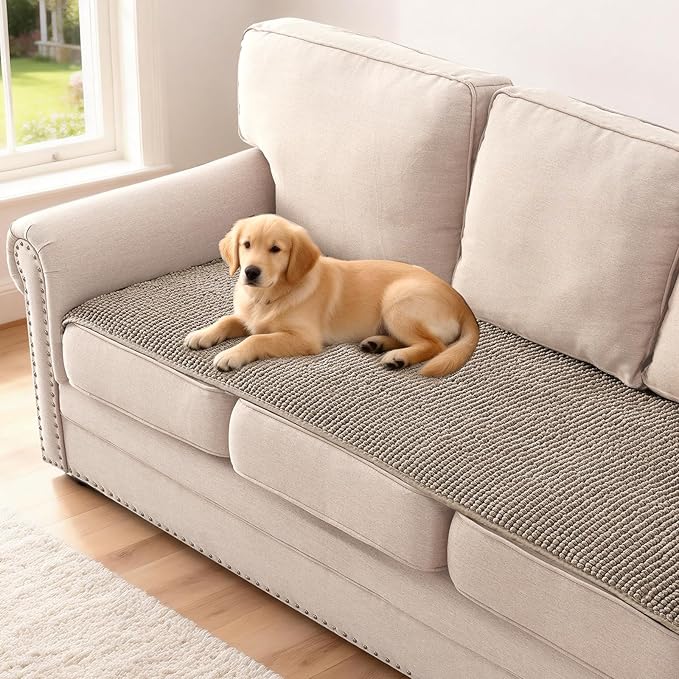 H.VERSAILTEX Plush Chenille Dog Bed Cover Thick Soft Sofa Cover for 3 Cushion Couch Anti Slip Couch Cover Furniture Protector for Dog, Pet, Cat (35" x 82"