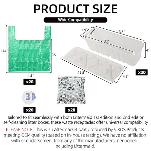 20-Pack Disposable Litter Box Waste Receptacles Compatible with Littermaid Waste Receptacles, and 7.87" x 9.84" Pet Screen Door Flap Compatible with Doggy Fits Dogs & Cats Under 30 Lbs