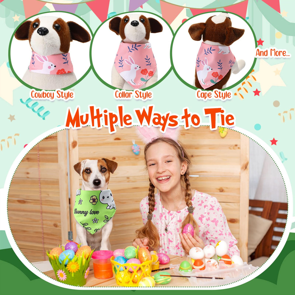 Chunful 50 Pcs Easter Bandanas for Dog Pet Bandanas Bulk Dog Triangle Scarf Bib Seasonal Pet Costume Adjustable Cat Outfit Washable Bids Kerchief for Small Medium Puppy
