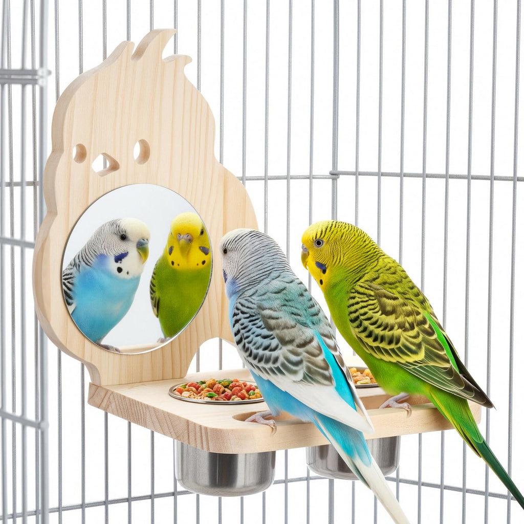 SMICEM Natural Wood Perch, Adjustable Cage Accessory & Toy, Tool-Free Design for Parakeets, Cockatiels, Lovebirds