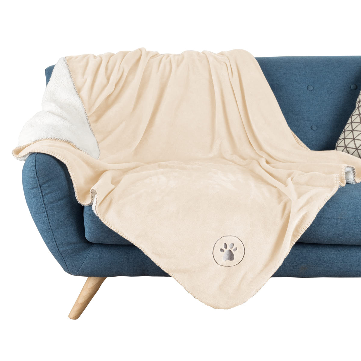 Waterproof Pet Blanket - 50x60-Inch Reversible Sherpa Fleece Throw Protects Couches, Cars, and Beds from Spills, Stains, and Fur by PETMAKER (Pink)
