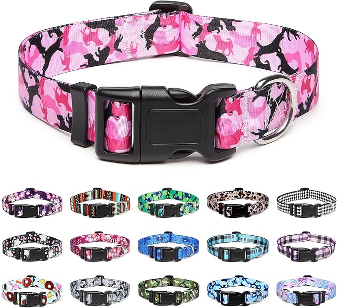 Mercano Adjustable Dog Collar - Special Design Patterns, Soft Nylon Comfortable Sturdy Pet Collar for Small Medium Large Dogs (M — Large