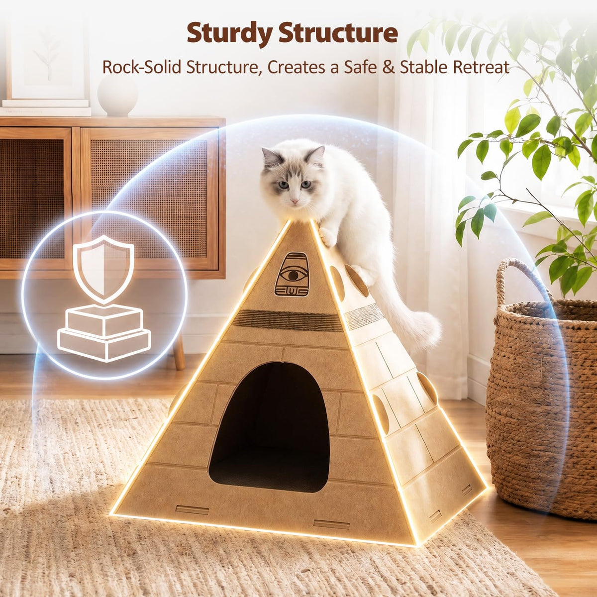 Mellownido Cat Cave, Pyramid Felt Cat Scratch House for Indoor Cats