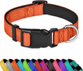 PWOD Reflective Dog Collar, Adjustable Soft Neoprene Padded Nylon Pet Collars with Buckle for Extra Large Dogs, Orange,XL