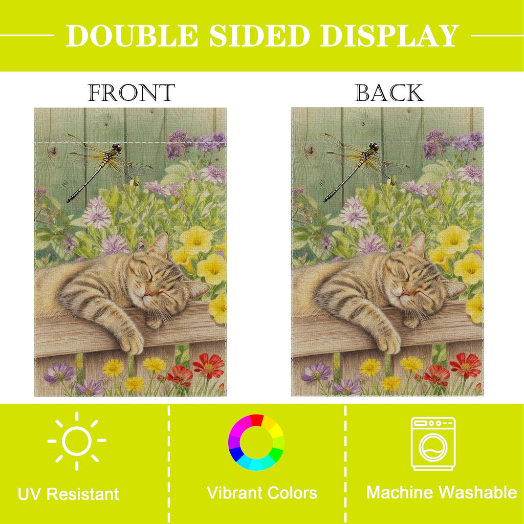 ALEXMACLIST Spring Summer Cat Garden Flag 12x18 Inch Double Sided Outside