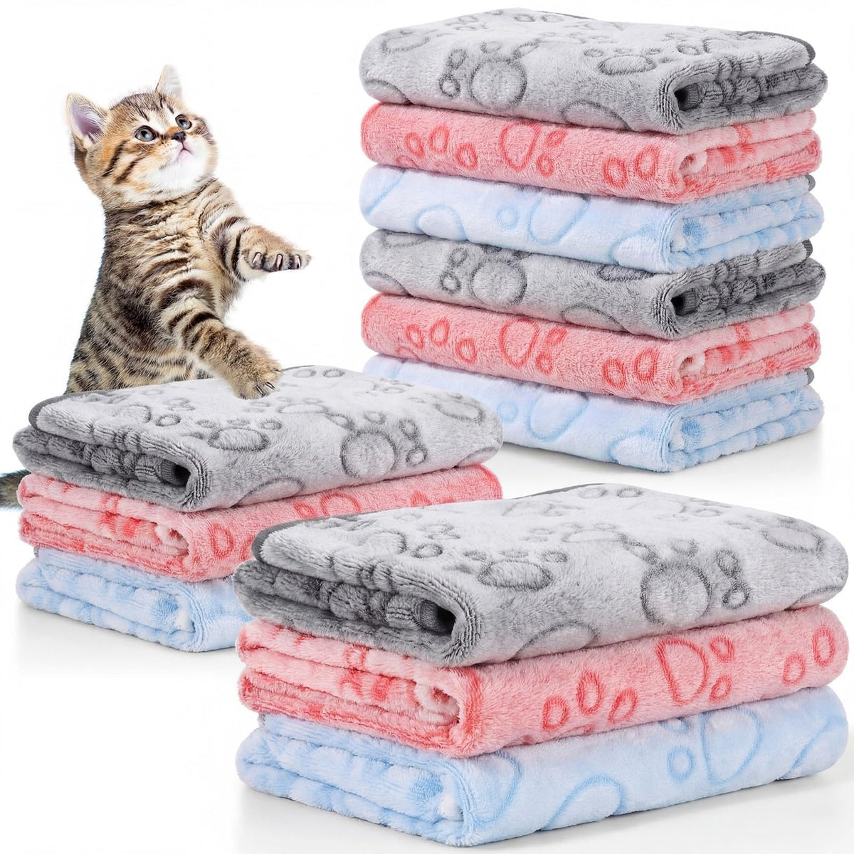 Tegeme 12 Pcs Puppy Blanket for Cat, 41 X 30 Inch Gray