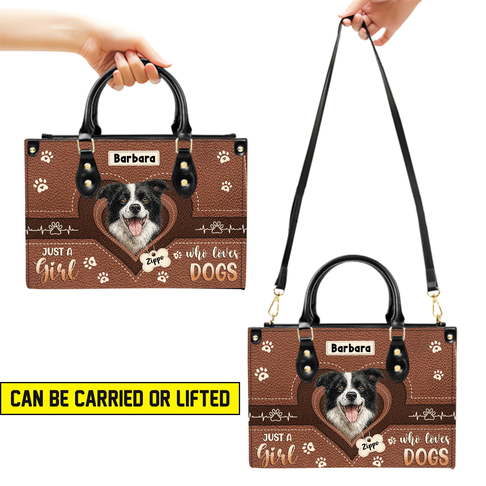 ENCYCOM Personalized Pet Mom Leather Handbag – Custom Name Dog Cat Photo Purse, Pet Lover Gifts for Women, Christmas (Style 5)
