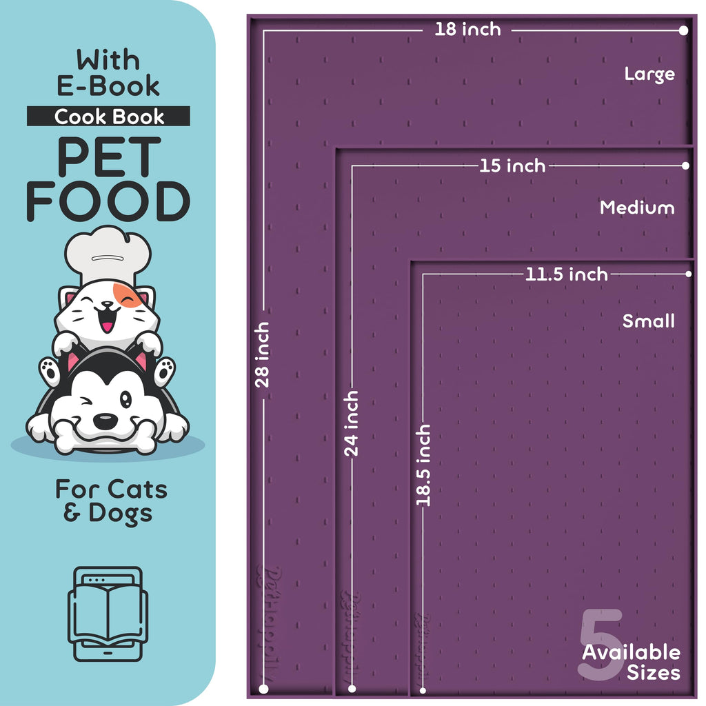 PetHappily Dog Food Mat - Raised Edges Dogs Mat for Food and Water Prevent Spill, Waterproof Cat Food Mats Protect Floors, Easy Clean Dog Bowl Mats for Food and Water, Silicone Pet Food Tray