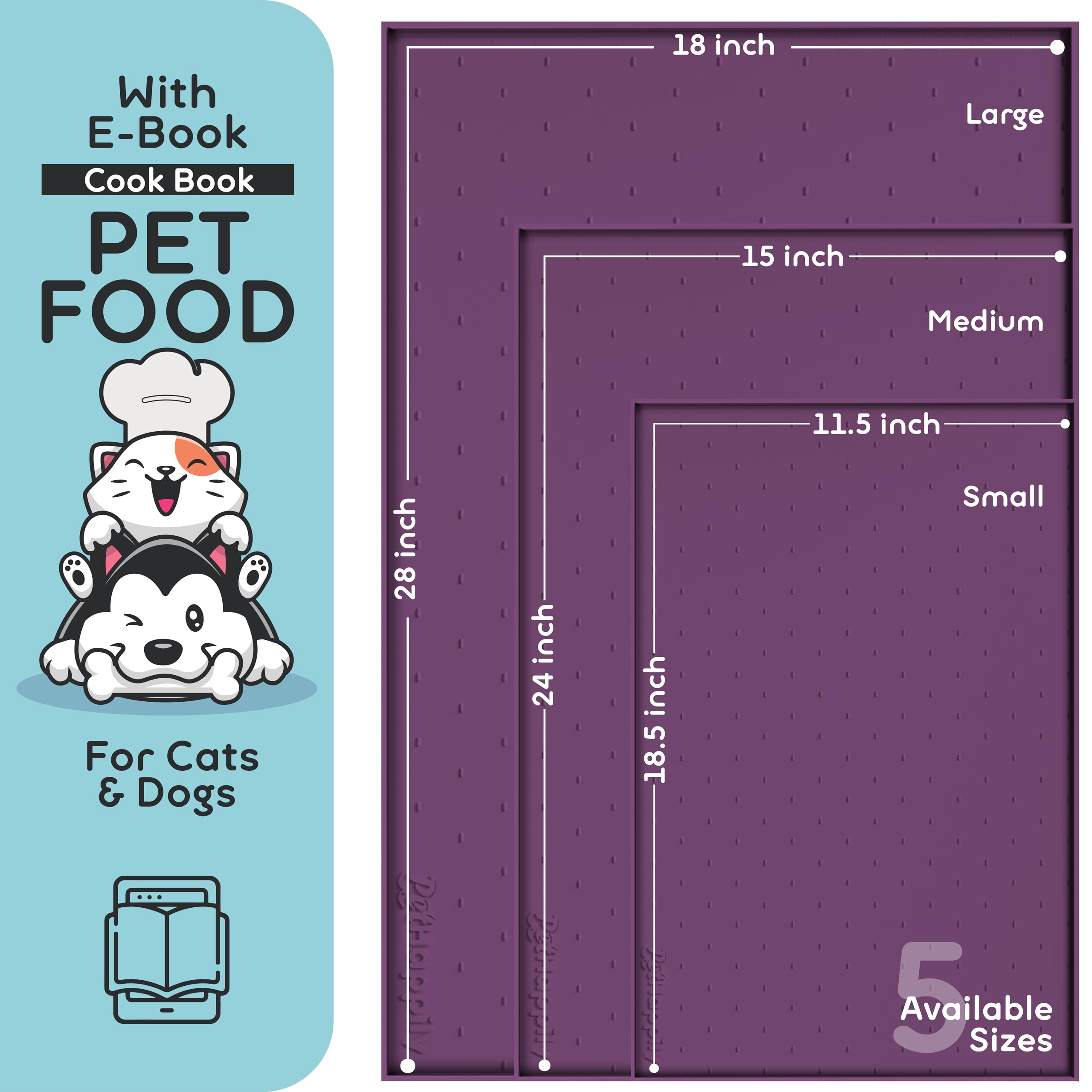PetHappily Dog Food Mat - Raised Edges Dogs Mat for Food and Water Prevent Spill, Waterproof Cat Food Mats Protect Floors, Easy Clean Dog Bowl Mats for Food and Water, Silicone Pet Food Tray