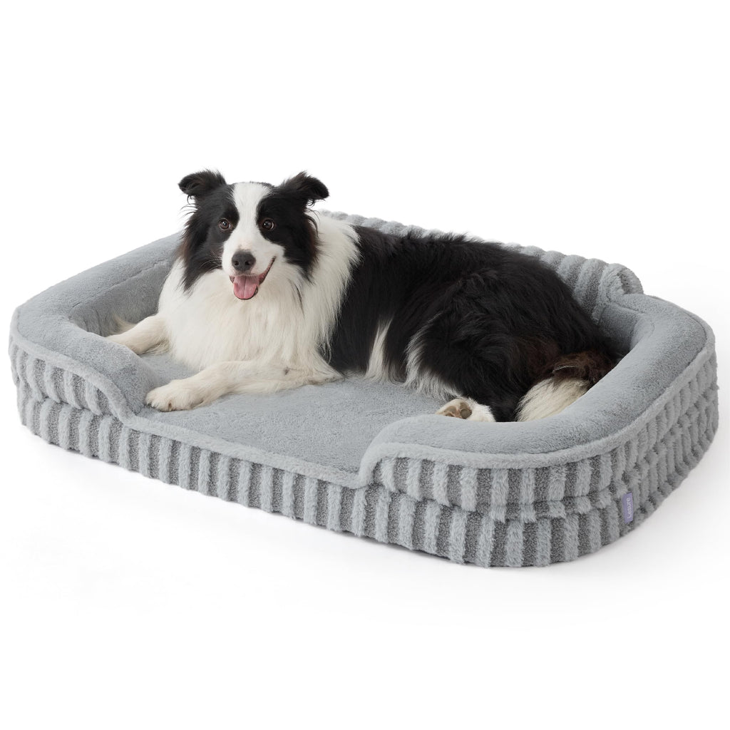 LE SURE Cute Cozy High Back Orthopedic L Plus Dog Bed,38" Grey