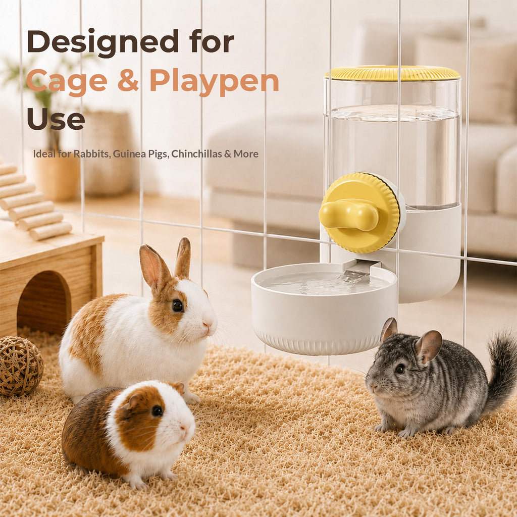34 oz Cage-Hanging Gravity Water Bowl & Pet Water Dispenser