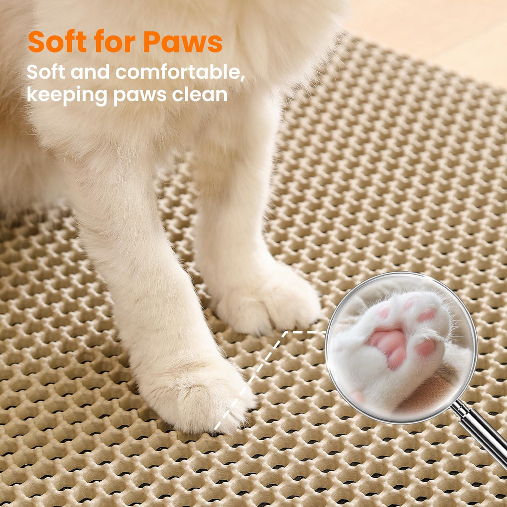 Petinstinct Cat Litter Mat, Double Layer Honeycomb Litter Box Mat