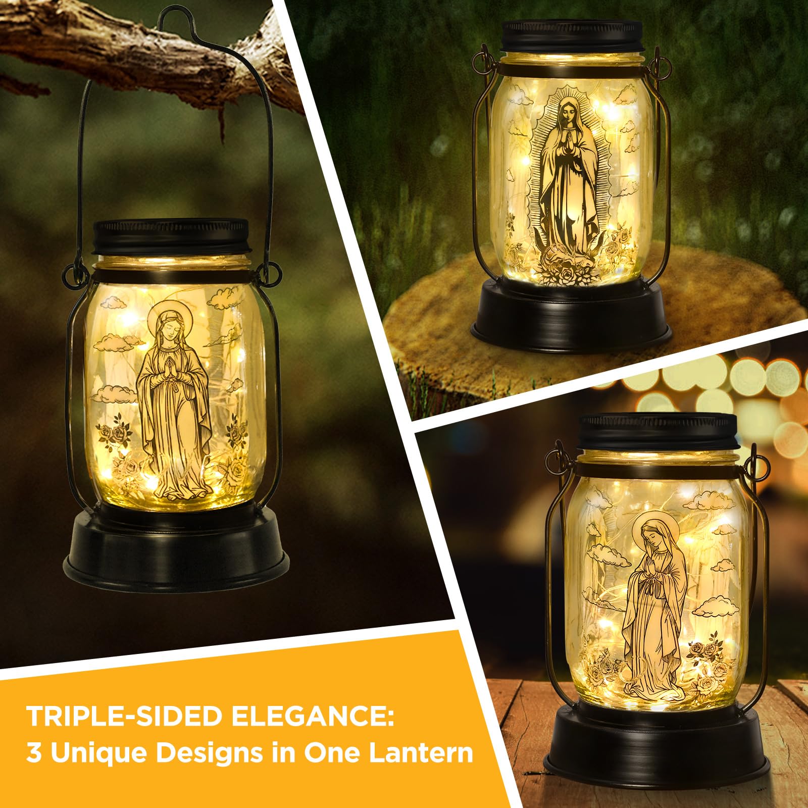 kyoryuger Virgin Mary Religious Gifts for Women/Men Virgin Mary Praying Solar Lantern Mom Birthday, Mothers Day, Religious Solar Garden Decoration Outside for Yard, Patio,Backyard,Porch, Torches