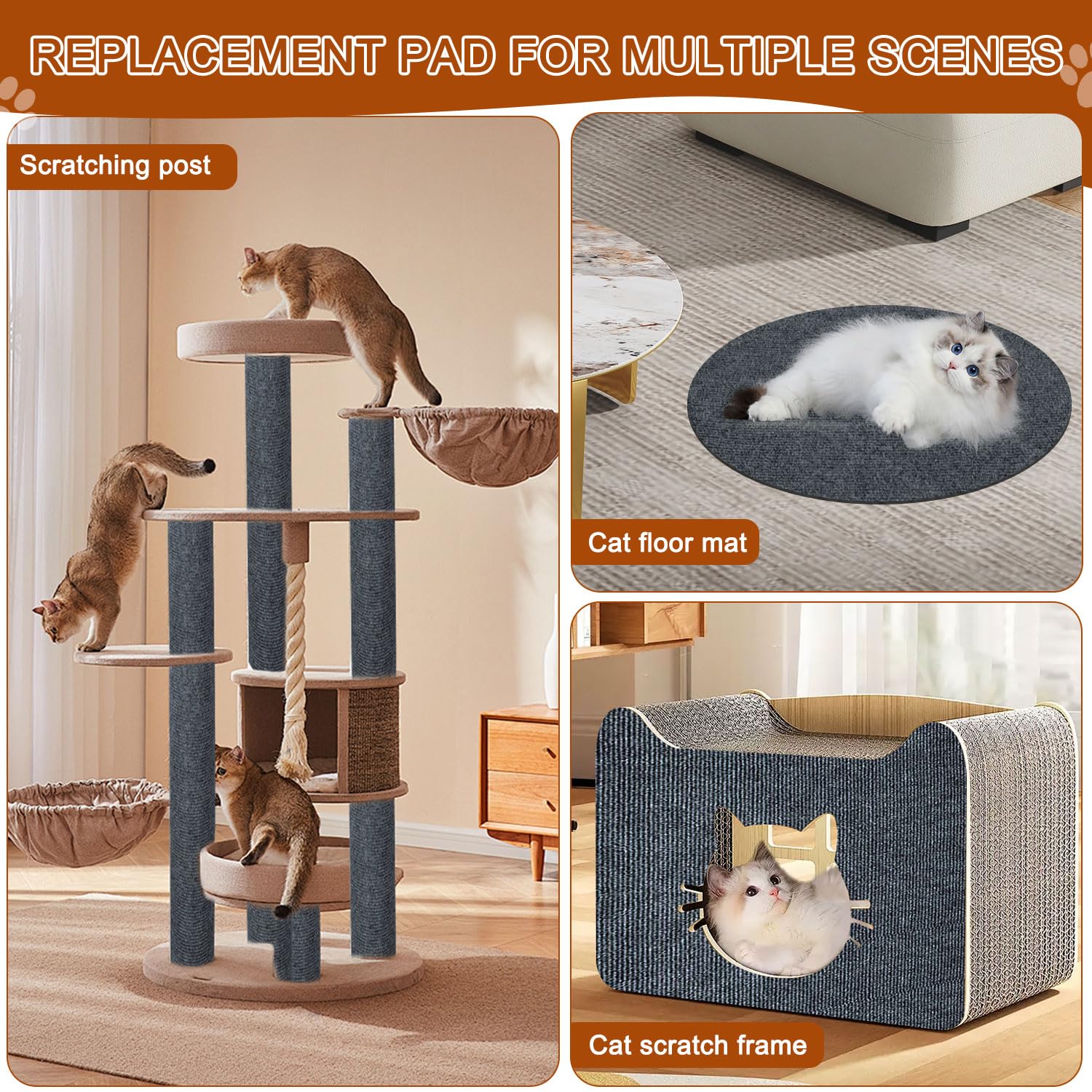 Cat Scratch Mat,118.5"x15.9" Trimmable Self-Adhesive Cats Scratch Carpet,Couch Protector from Cats Claw, Cat Scratch Furniture Protector, Indoor Furniture Protection for Chair, Wall,Sofa(Dark Gray)