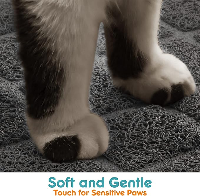 Cat Litter Mat Litter Trapping Mat, 35" x 23" Premium Durable PVC Grid Mesh with Scatter Control, Non-slip, Less Waste Cat Litter Box Mat, Soft on Kitty’s Paws, Urine Waterproof