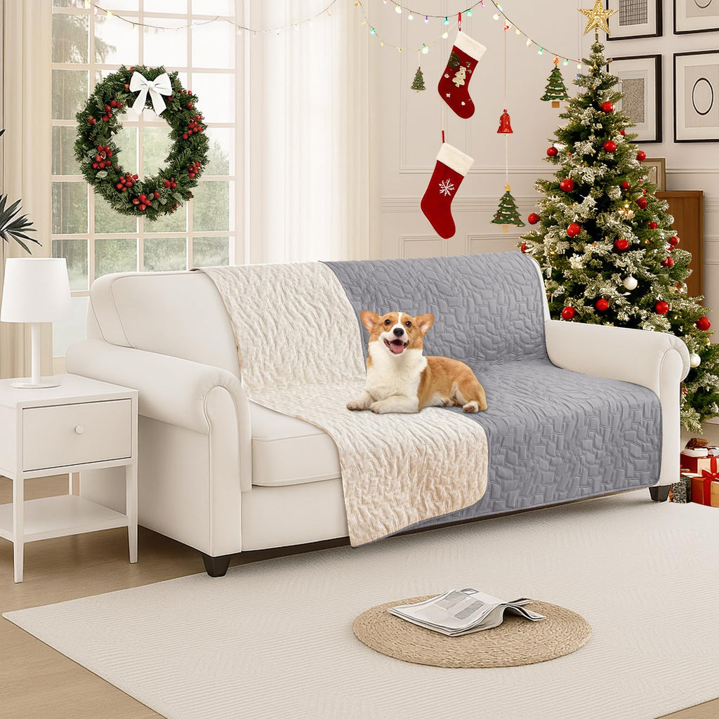 CYCMACO Waterproof Dog Bed Cover, Non-Slip Dog Blanket for Couch, Couch Covers for Dogs Washable, Pet Blanket for Furniture, Pet Bed Mat for Sofa, Car, Pet Supplies (52x82 Inch, Light Grey)