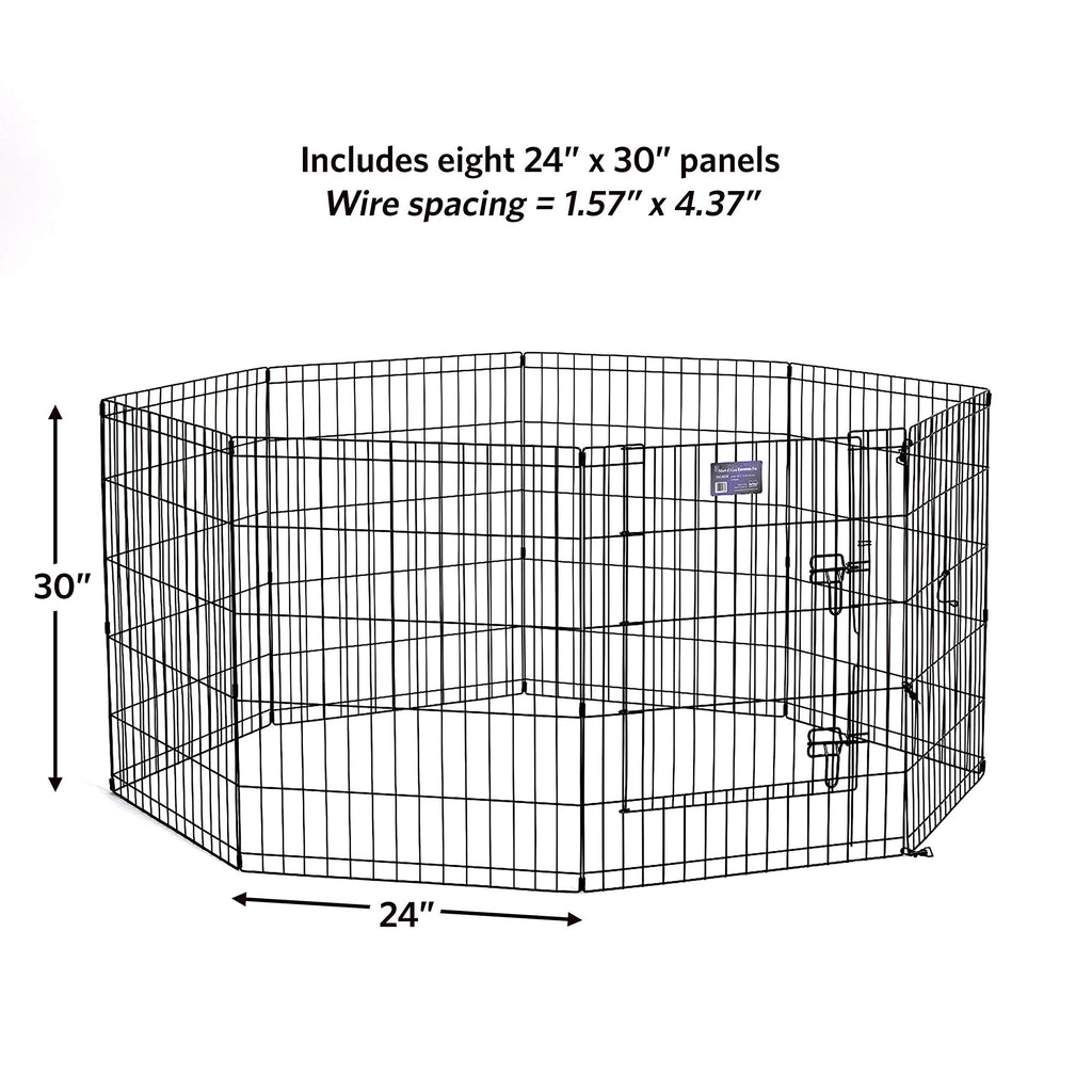 MidWest Homes for Pets 30-Inch Exercise Pen, for Indoor and Outdoor Use, 16 Sq Feet of Play, Single Door Folding Dog Pen, with Large Door Opening & Secure Latch, Easy to Set Up, Foldable Dog Playpen